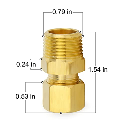 ChillWaves Brass Compression Tube Fitting, 1/2" OD x 1/2" NPT Male Compression Union Connector(5-PACK) by ChillWaves - Used condition - Image 2