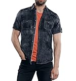 Zwei aufgesetzte Brusttaschen engbers Herren Kurzarm-Hemd Gemustert, 31687, Grau in Größe L