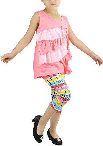 Image of ToBeInStyle Girl's Sleeveless Tank Top & Leggings 2 Piece Outfit Casual Dress Style Set