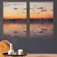 2 Piece Framed Canvas Wall Art Sunset in The Lake Canvas Prints Home Artwork Decoration for Living Room,Bedroom - 16