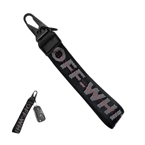 Image of DXNQ Car Keychain, Fabric Keychain Wrist Lanyard, Key Ring for Cars Keys Wallets Jeans Decoration, Car Accessories (Black)
