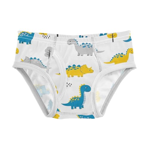 CHIFIGNO Boys' Briefs Cute Cartoon Dinosaur White Kids Boys Underwear Breathable Cotton Brief Underwear