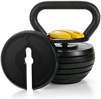 Strongology 7-in-1 Adjustable Smart Kettlebell upto 18kg Black with Yellow Dial Home Fitness Gym Equipment