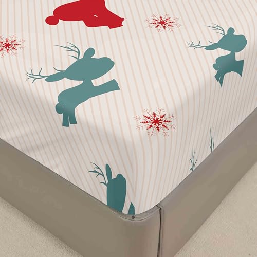 FANSU Spannbettlaken 3D Weihnachten Bettlaken 30cm Extra Tiefe...