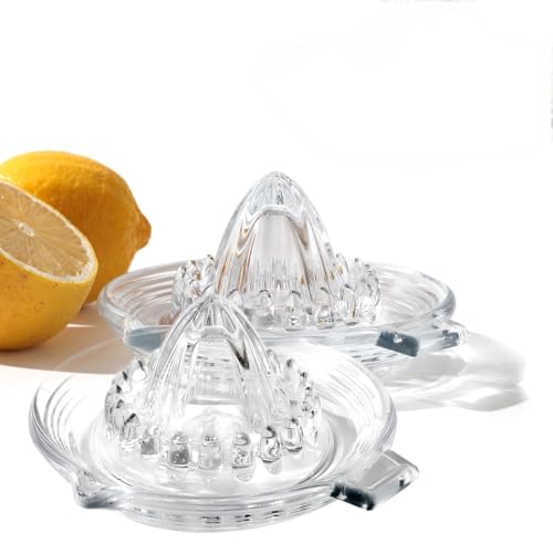 ZQXJWFY Glass Lemon Manual Juicer, for Orange, Grapefuit, Small Citrus, Extractor Manual Hand with Handle and Pour Spout, Kitchen Bar Drink Preparation Tool (2)