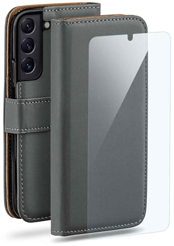 Étui Samsung Galaxy S22 Plus moex en cuir synthétique gris foncé avec protège-écran