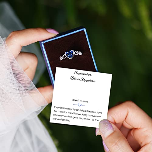 Shysnow Birthstone Infinity Heart Ring for Women 925 Sterling Silver Adjustable Open Infinity Symbol Promise Cubic Zirconia Dainty Engagement Wedding Simulated Gemstone Rings for Mothers Wife 6