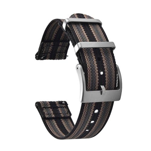 SiChouwz 18 20 22mm �i�C�����X�g���b�v�E�H�b�`�o���h �D��L�����o�X���n �X�|�[�c�N�C�b�N�����[�X�u���X���b�g(Black Khaki Gray,20mm)