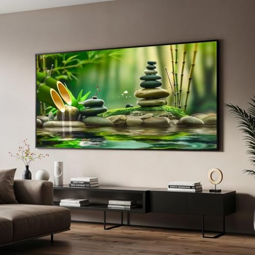 TONGYINLI Grande toile peinte représentant un jardin zen, affiches de pierres de bambou, tableaux...