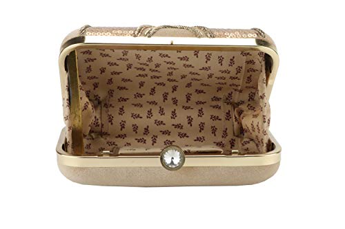 Image of umera golden clutch for womens neck work full of embroidery for girls, Women's Beautiful Bling Bag | Evening Bag, Bridal Purse & Party Handbag | Wedding & Special Occasion Clutch