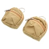 1 Set 2 Pcs Mini Backpack Key Fob Backpacks for Key Rings Keychains Wrist Strap Keychain Loveook Backpck Coin Purse Mini Bag Key Chain Change Purse Pendant Khaki Nylon Cloth