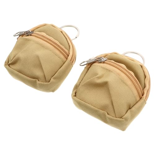 1 Set 2 Pcs Mini Backpack Key Fob Backpacks for Key Rings Keychains Wrist Strap Keychain Loveook Backpck Coin Purse Mini Bag Key Chain Change Purse Pendant Khaki Nylon Cloth