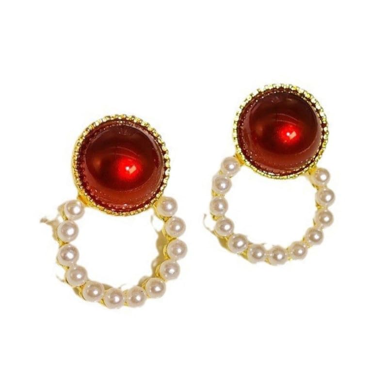 bifanxi Red Bead Retro Earrings | Court Style Earrings for Women | Fashion Jewelry for women-picture-6