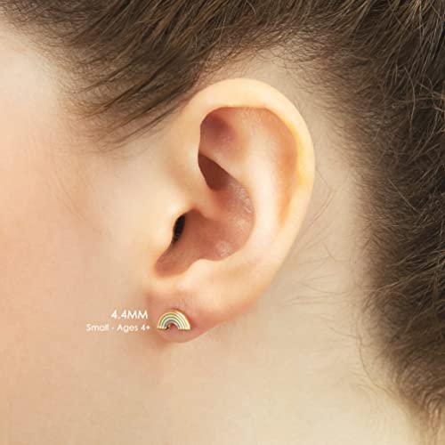 Gold Plated Enamel CZ Small Screw Back Stud Earrings4