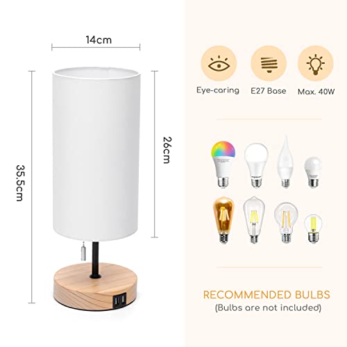 Aigostar Lampada da Comodino con 2 Porte di