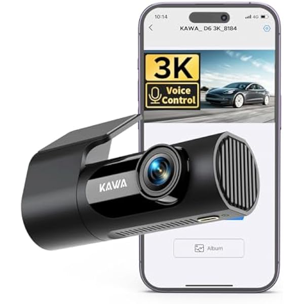 Dash Cam 2K, KAWA WiFi Dash Camera for Cars 1440P with Starlight Color Night Vision, Voice Control, Emergency Recording, Built-in 3D Sensor, Hidden Design Dashcam, WDR, Wide Angle, 24H Parking Monitor
