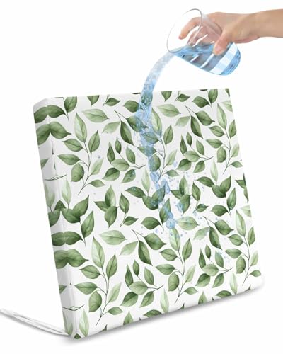 Hokiten Green Leaf Outdoor Cushion Chair Cover Set of 4 - Waterproof Couch Seat Covers, Country Plant Botanical Spring Summer Patio Furniture Protector Cushions Slipcovers for Sofa/RV, 22