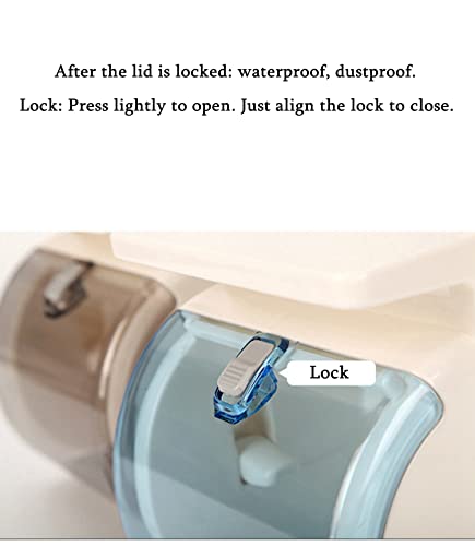 Tian Chen Toilet Paper Holder Wall Mount, Waterproof Cat Proof Full Covered Plastic Toilet Paper Dispenser With Shelf, Self Adhesive Or Drilled Use (6.3In, Light Blue) #TOP3