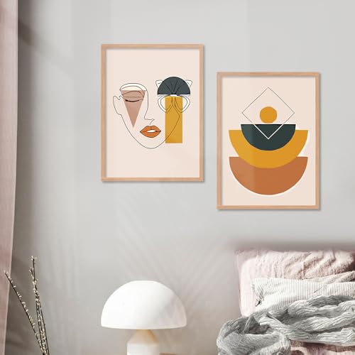 Image of Kotart Premium Digital Paintings with Frame for Home Decoration - Minimalistic Shapes Painting for Living Room Bedroom Office Room Decor - Painting for Wall Decoration - Pack of 4 (Art 8, Small (10x13 or 10x10 inch))