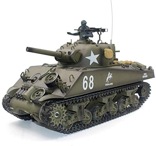 1:16 America Sherman M4A3 Simulación RC Tanque Modelo Juguetes Mini 2.4Ghz Batalla Control Remoto Panzer Tanque Giratorio Torreta de 320 ° Puede lanzar BB Bomb Tank Modelo de Juguete para niño