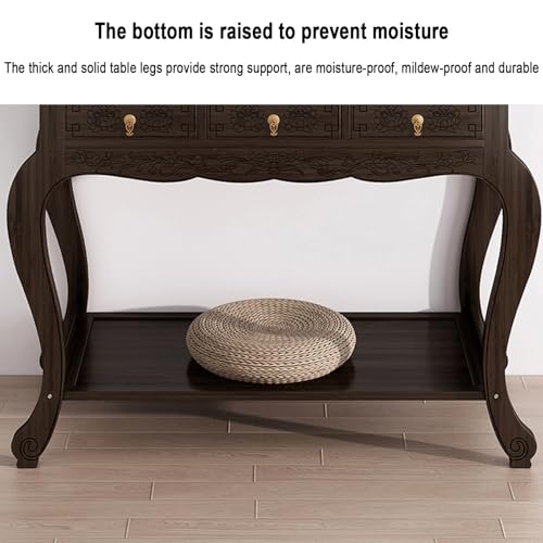 Autel de méditation bouddhiste en bois table d'offrande artisanale 39,4 pouces - 8