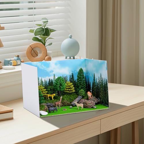 Image of codree 4 Pcs Jungle Style Diorama Box and Fake Grass Decor, Rainforest Diorama Supplies Project Box Set, Cardboard Diorama Kit & Artificial Grass with Double Sided Tapes for DIY Crafts Toys Dollhouse