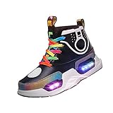 hoher Schaft Vansney Jungen Mädchen Kinder LED Licht Schuhe Laufen Skateboarding Sneakers Nachtwanderung Mit 7 Farben ändern Lichter Wiederaufladbare
