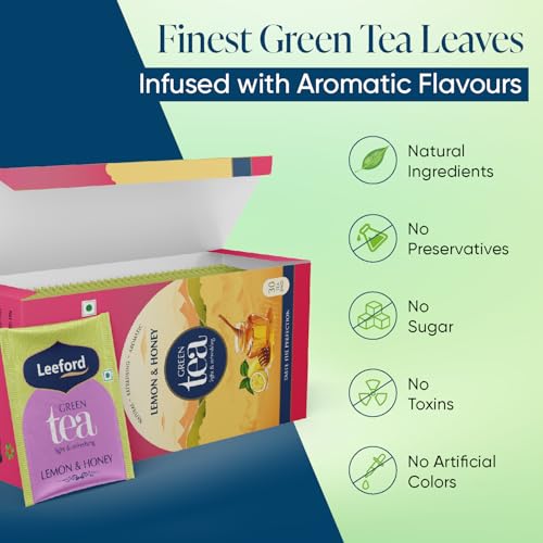 Image of Leeford Lemon & Honey Green Tea | Green Tea for weight loss | Helps to Boost immunity, Metabolism, Improves Digestion | With the pure Lemon & Honey Herbs | 30 Tea bags