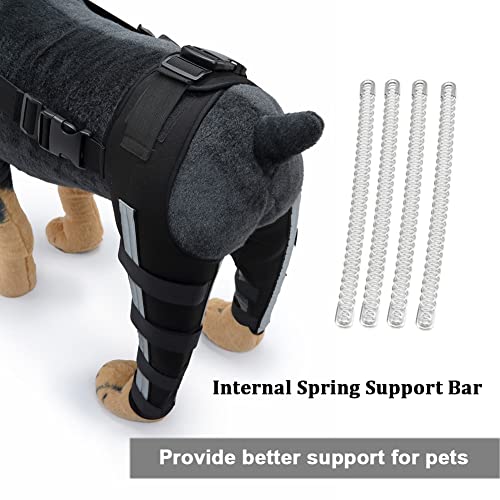 Image of Dog Knee Brace Adjustable Dog Double Rear Leg Brace with Metal Hinged Flexible Support and Reflective Seat Belts Dog Acl Brace Hind Leg Black (L)