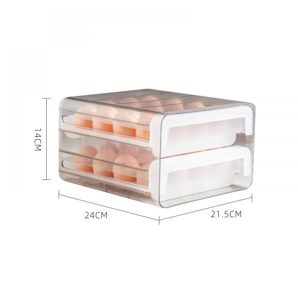 Bandeja de plástico para huevos, Caja de almacenamiento huevos con cajón doble capa, 16/32 rejillas transparentes, 24x21,5x14cm for refrigerador