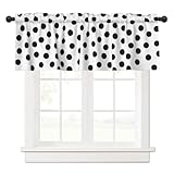 NeuKim Valance for Windows Black and White Polka Dots Kitchen Curtains Valances Rod Pocket Window Treatment Short Topper Curtains 1 Panel, 54x18inch
