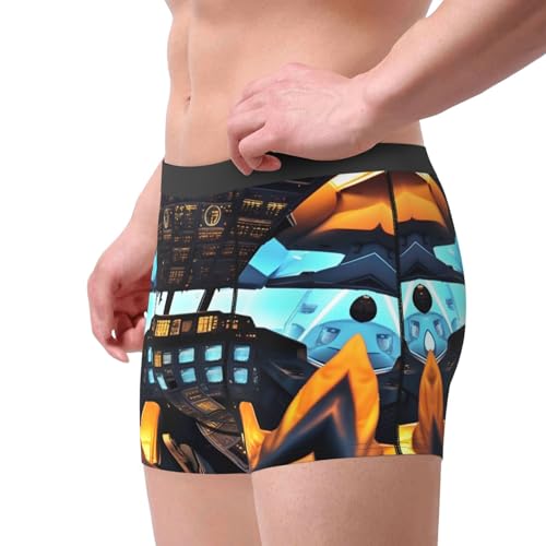 WURTON Airplane Cockpit Print Men's Boxer Briefs Trunks Underwear Athletic Underwear Moisture-Wicking Performance4