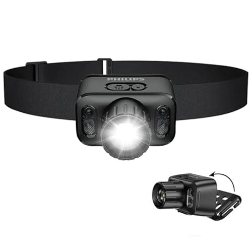 Philips SFL3183RH LED Headlamp Rechargeable,Waterproof Flash Light for Outdoor,Camping Accessories Gear,6 Modes for Hiking, Running, Repairing, Fishing, Cycling,USB Cable Included