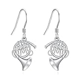 URONE French Horn Earrings 925 Sterling Silver Instrument Dangle Earrings Music Jewelry Gifts For Women(French Horn)