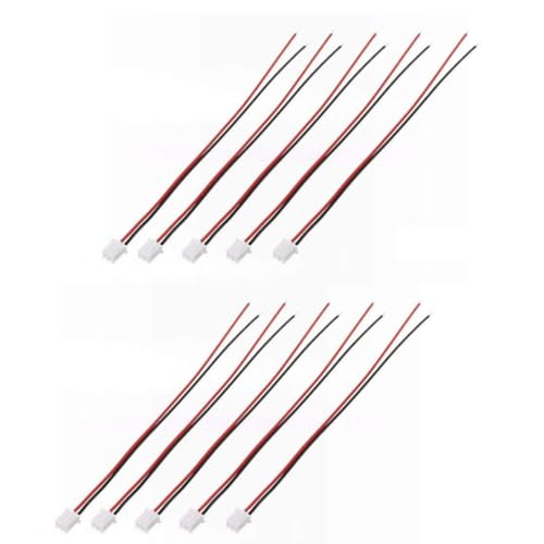 10 Sets Mini Micro JST XH2.54mm 2-Pin Conector Enchufe Con Cables Cables 150mm rojo Kaemma