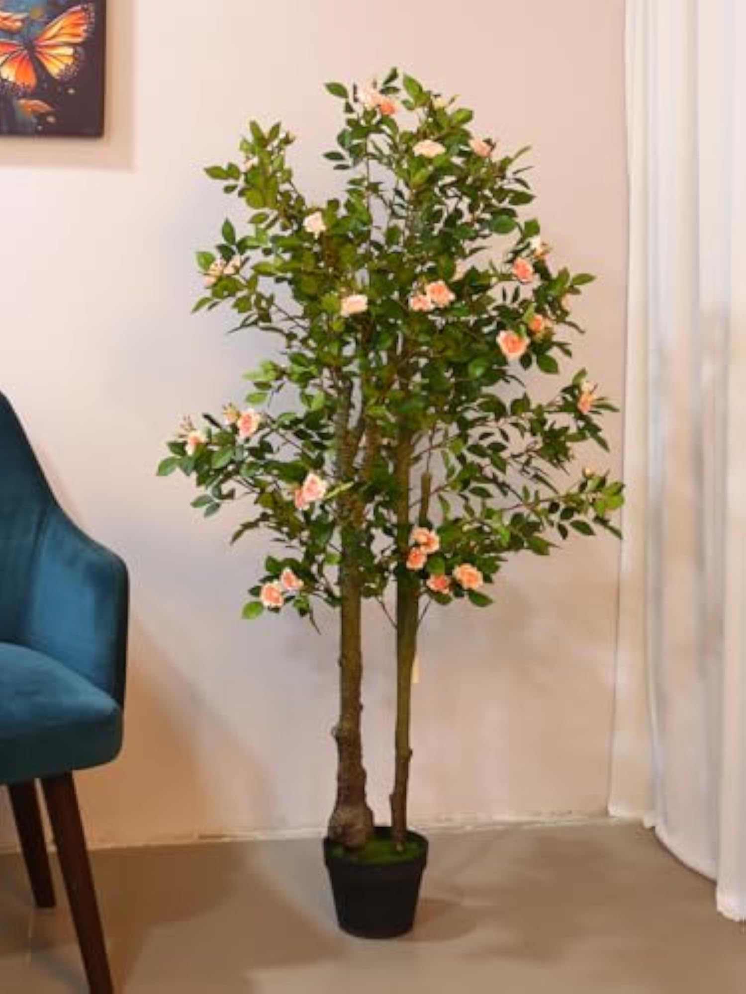 Artificial Mini Rose Flowers with Pot for Interior Decor