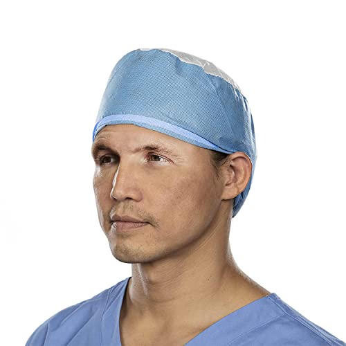 Blue Surgeon Caps. Disposable Surgical Head Covers with Ties for Hospital, Labs - Pack of 100