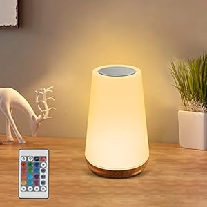 BNGXR LED Nachttischlampe mit Touch-Funktion und Fernbedienung, 13 Farben RGB Farbwechsel und 3 Modi, USB Aufladbar…