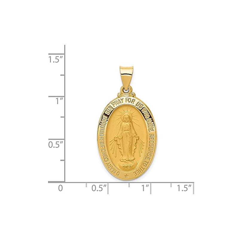 14k Yellow Gold Our Lady Of Miraculous Medal Blessed Virgin Mary Necklace Charm Pendant Religious Fine Jewelry For Women Gifts For Her - Image 4