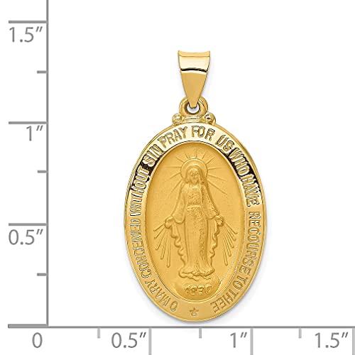 14k Yellow Gold Our Lady Of Miraculous Medal Blessed Virgin Mary Necklace Charm Pendant Religious Fine Jewelry For Women Gifts For Her - Image 4