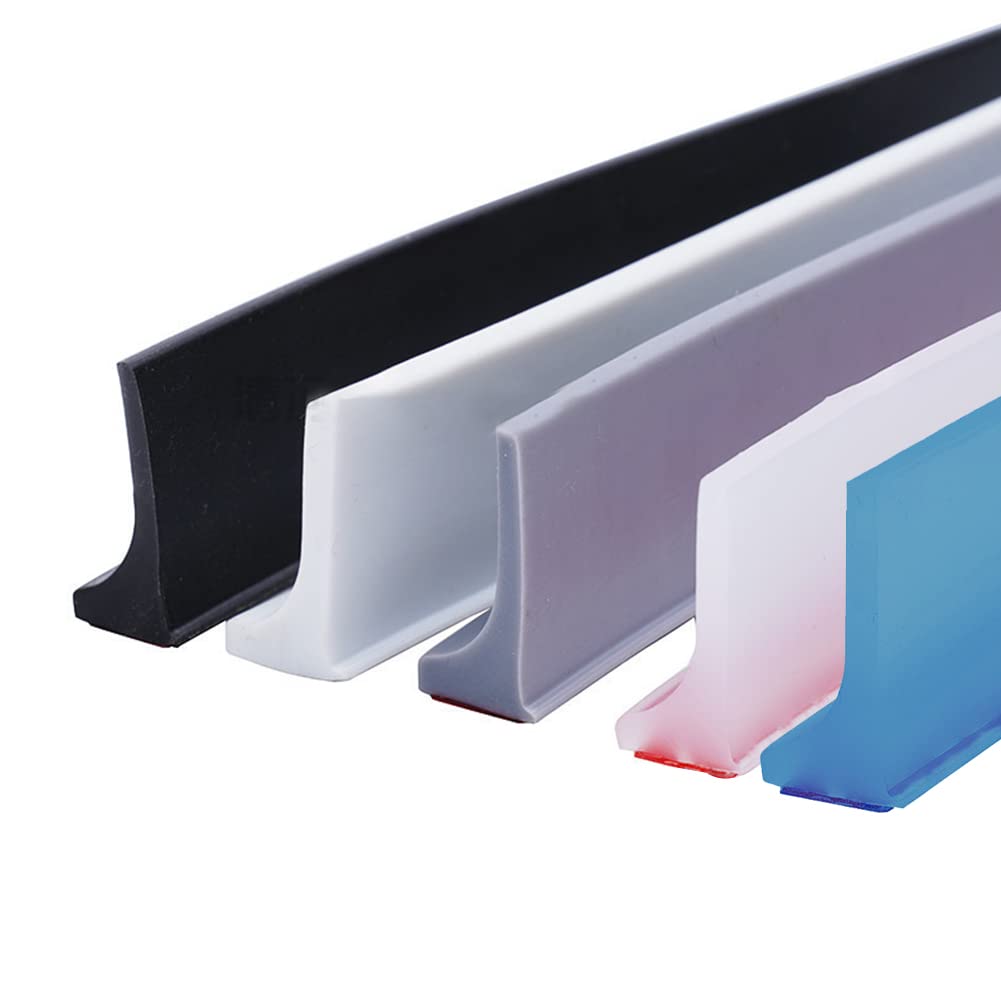 Striscia di barriera per doccia in silicone a forma di L, 3 cm di altezza, 1 m, guarnizione per pavimento di bagno e piatto doccia, impermeabile, per la massima protezione e facile installazione