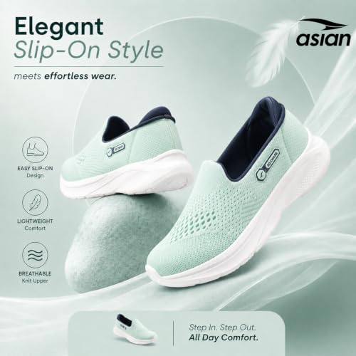 Image of ASIAN Style Walk-31 Women's Walking Shoes | Ultra-Lightweight Slip-On Shoes with Knit Mesh, Arch Support | Flexible Sole & All-Day Comfort for Daily Use
