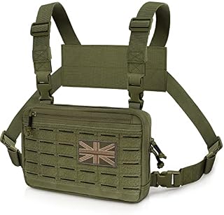 WYNEX Tactical Chest Rig Bag of Laser Cut Design, Molle Chest Pouch Utility Recon Kit Bag Tactical Combat Chest Pack Airsoft Front Chest Pouch Include Patch