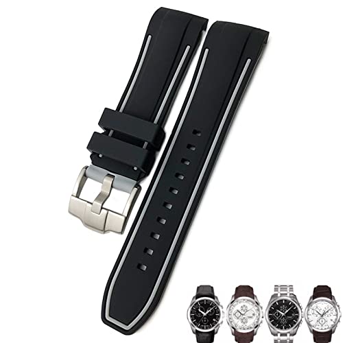 Bracelet silicone 24mm pour Tissot T035 réparer un fermoir cassé avec boucle papillon grise
