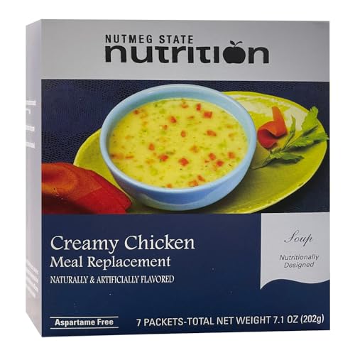 Nutmeg State Nutrition - High Protein Instant Soup Mix, Low Calorie, Low Fat, Low Carb, Bariatric Friendly, Ideal Protein Compatible, Aspartame Free, 7 Servings Per Box (Creamy Chicken)