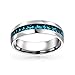 Imagen de Bling Jewelry Mes De Nacimiento De Diciembre Color Azul Canal Cristal Eternidad Banda Anillo Para Mujer Para Hombre Plata Tono Acero Inoxidable