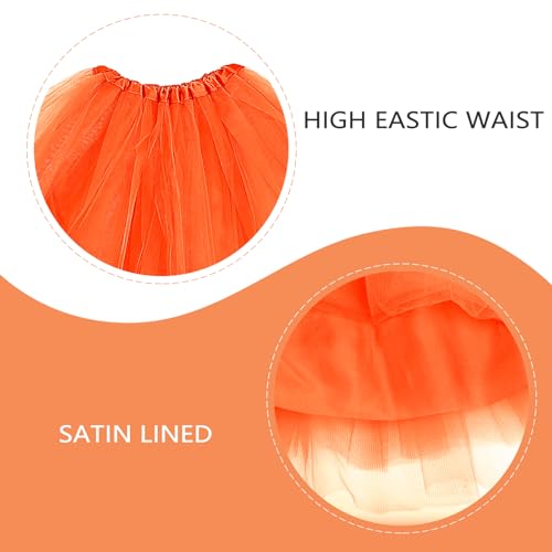 Tüllrock Damen Retro Tütü Rock Dreilagiger Tüll Tutu Rock für Erwachsene mit Futter 80er Jahre Tüll Rock für Halloween Rock Party Festival Feier Orange
