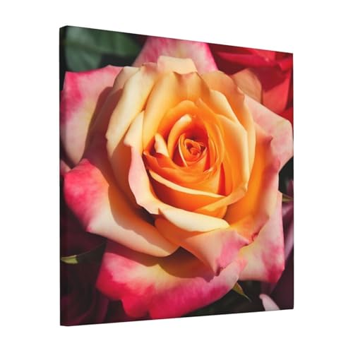 Toile hybride rose thé tableau carré sans cadre pour mur de bureau