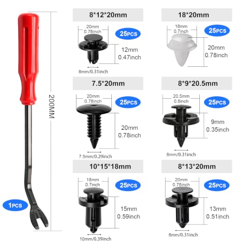 151Pcs Car Push Retainer Clips Kit with Removal Tool, Plastic Fasteners... - Image 2