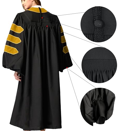 Image of MyGradDay Unisex Deluxe Graduation Doctorate Robe with Gold Piping Available for Customization